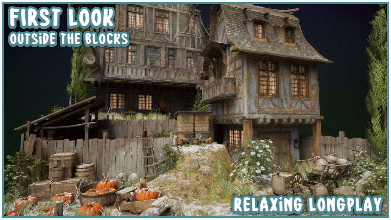 Cozy Medieval Tavern Build | Outside The Blocks DEMO | Relaxing Longplay ASMR