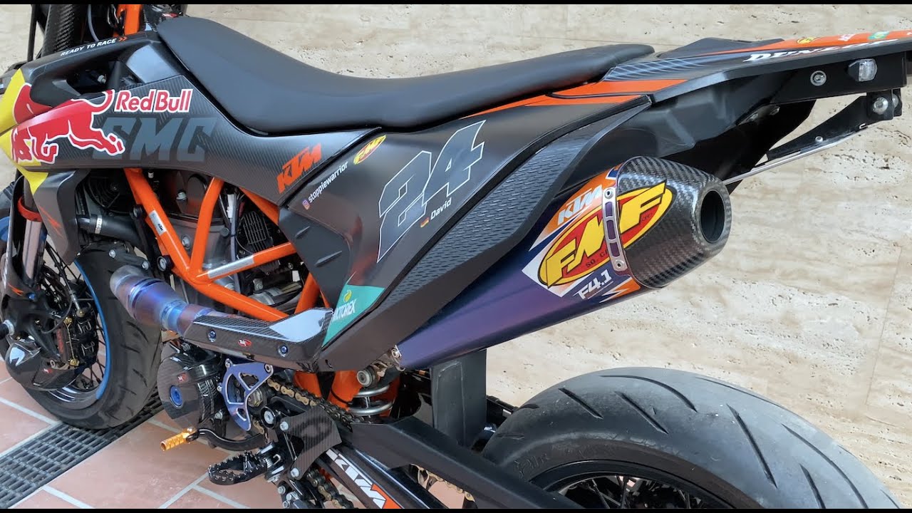How I mounted the FMF4.1 on my KTM 690 smcr/ Husqvarna 701 + Tekmo titanium header