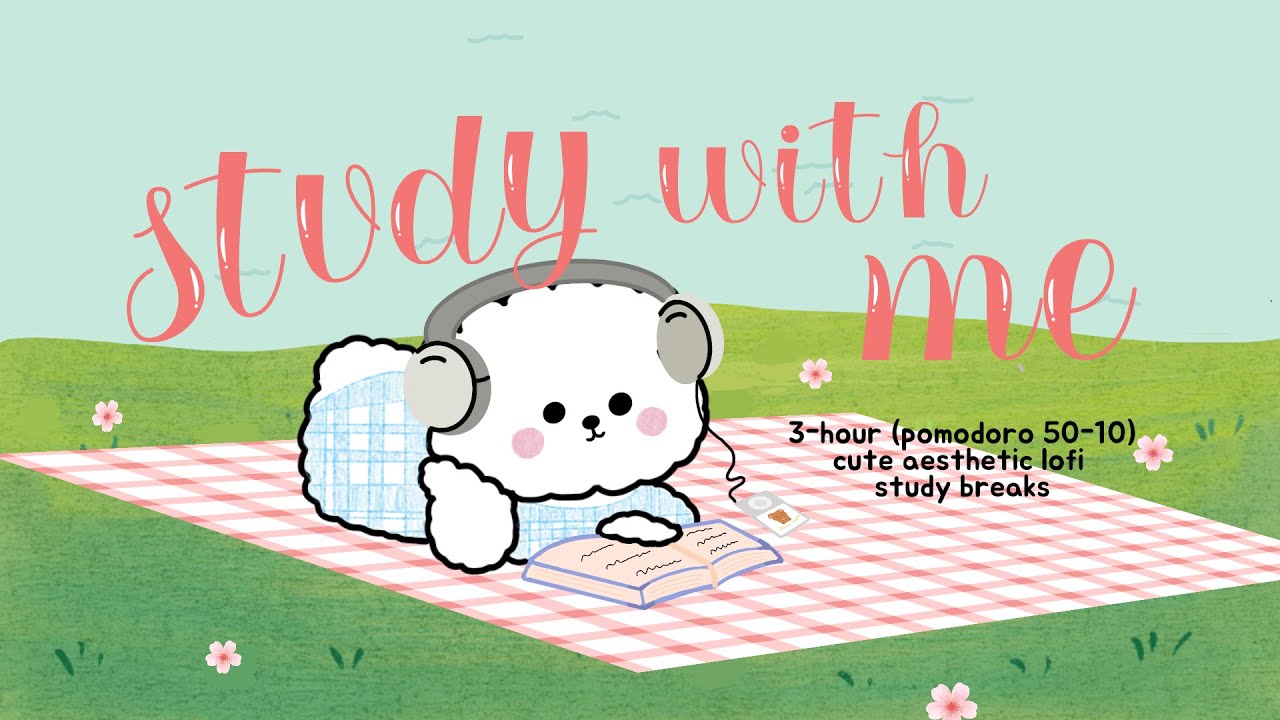 3-HOUR STUDY WITH ME 3x50 min Pomodoro Timer 🌸 | chill aesthetic lofi  💗