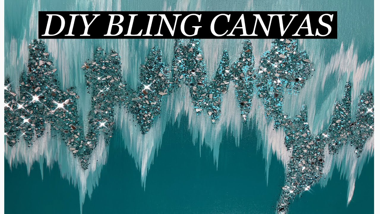 Bling Canvas Painting Teal DIY