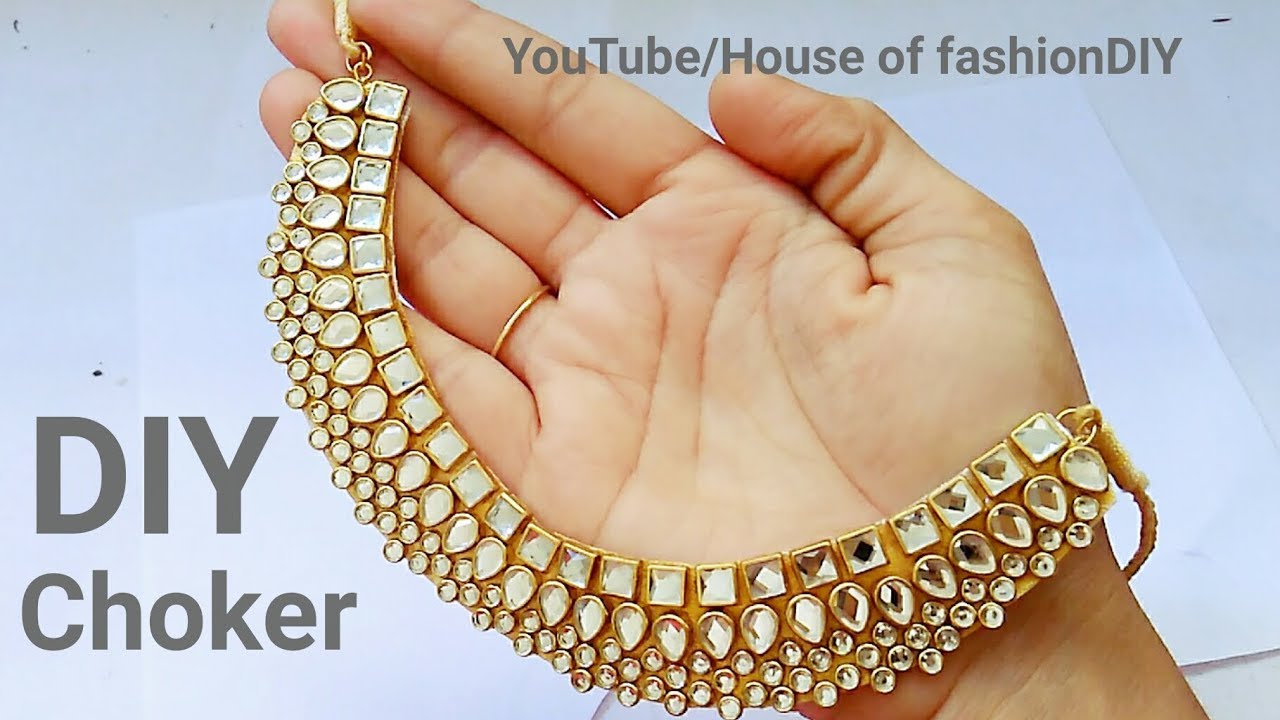 How To Make Designer Kundan Choker At Home||Latest Jewellery||Party ware Necklace..!