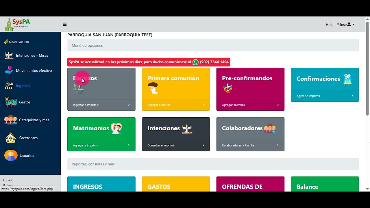 SysPA Sistema de Administraci&oacute;n Parroquial.