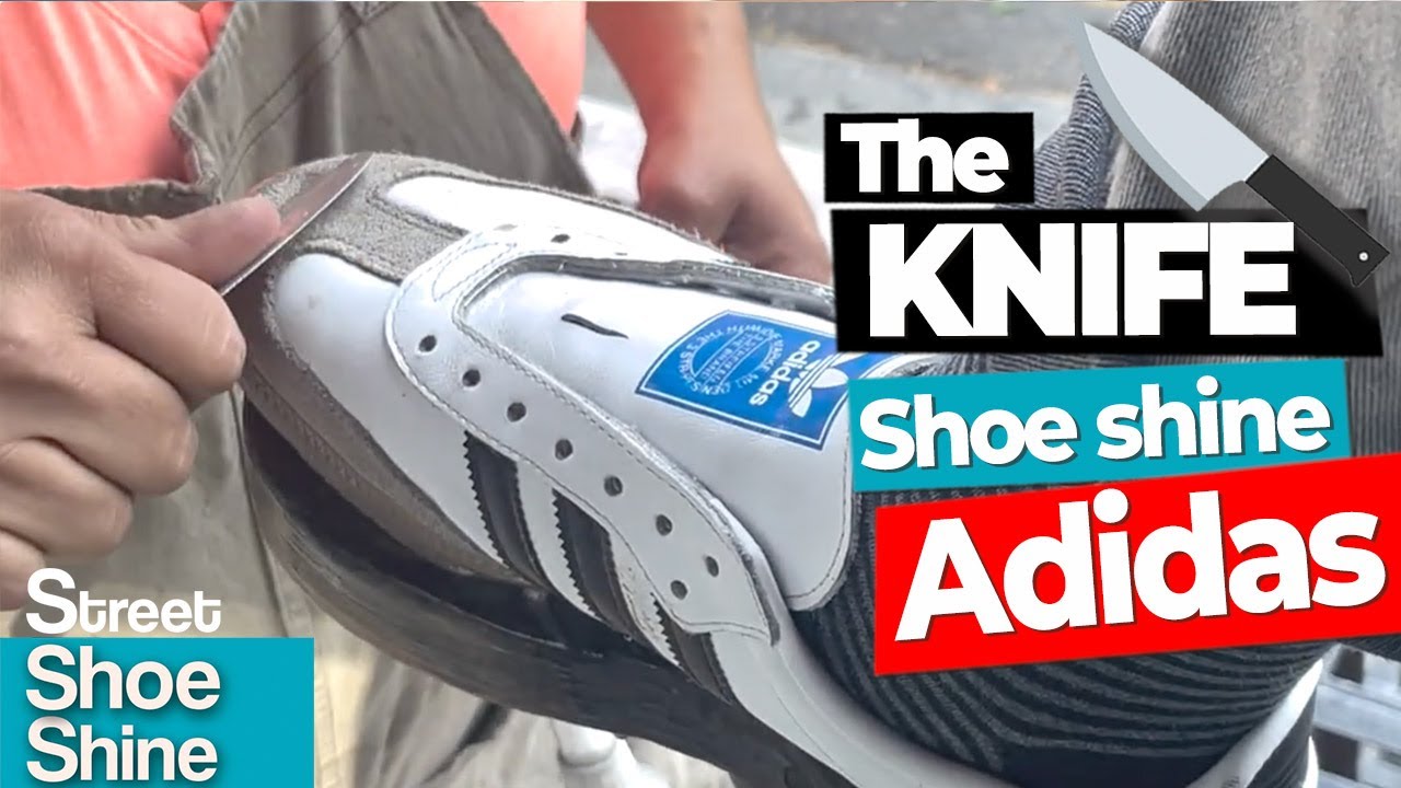 🔪🔪KNIFE on my ADIDAS 🤩🤩 Shoe Shine ASMR 🔪Suede Technique - Unintentional ASMR Fashion #asmr