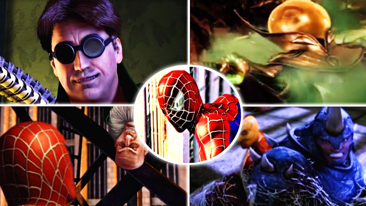 Spider-Man 2 (PSP) (Remastered) - All Bosses (4K 60FPS)