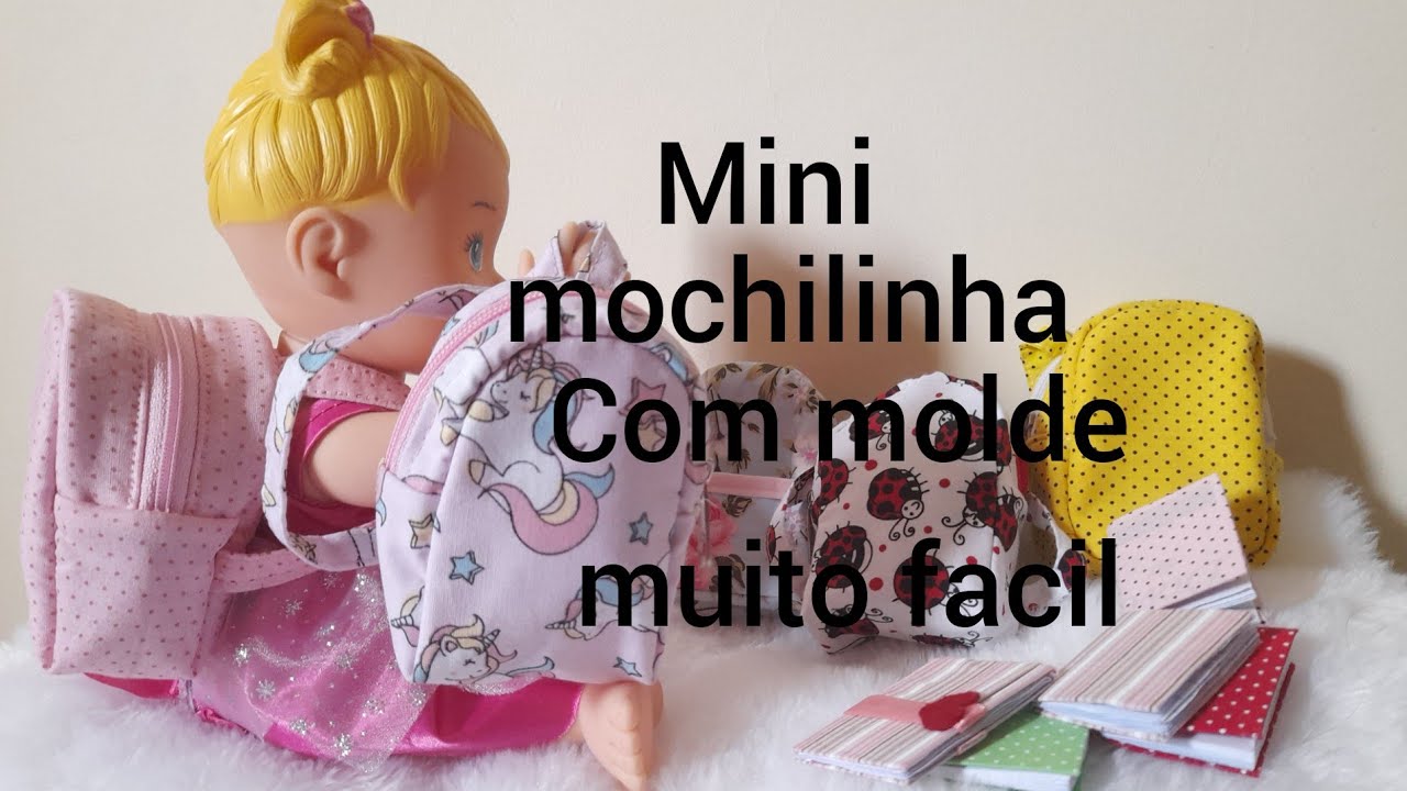 Mini mochila porta moedas,mochilinha para bonecas...