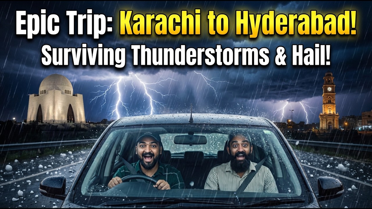 INSANE Weather on Karachi to Hyderabad Road! Thunderstorm, Hail & Highway Survival