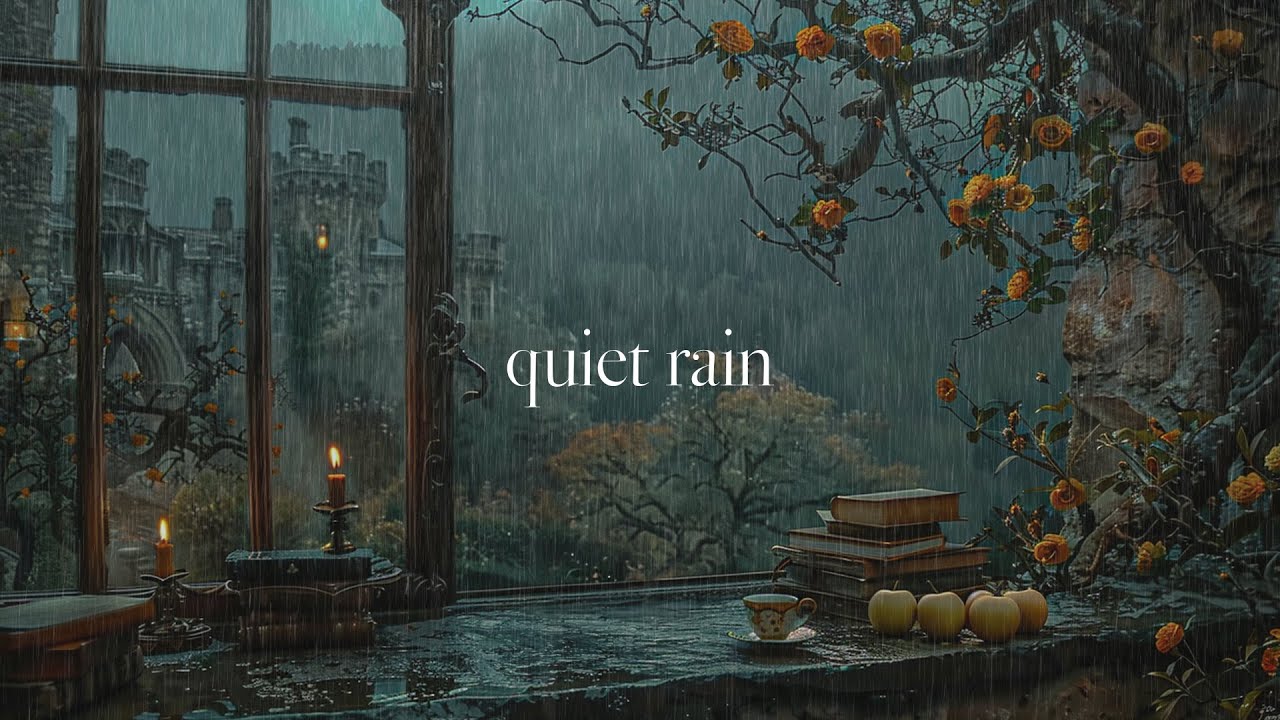 Dark Academia Studying Nook in an Old Library Room 🕯️🌧️ Rain Echoes Through the Castle