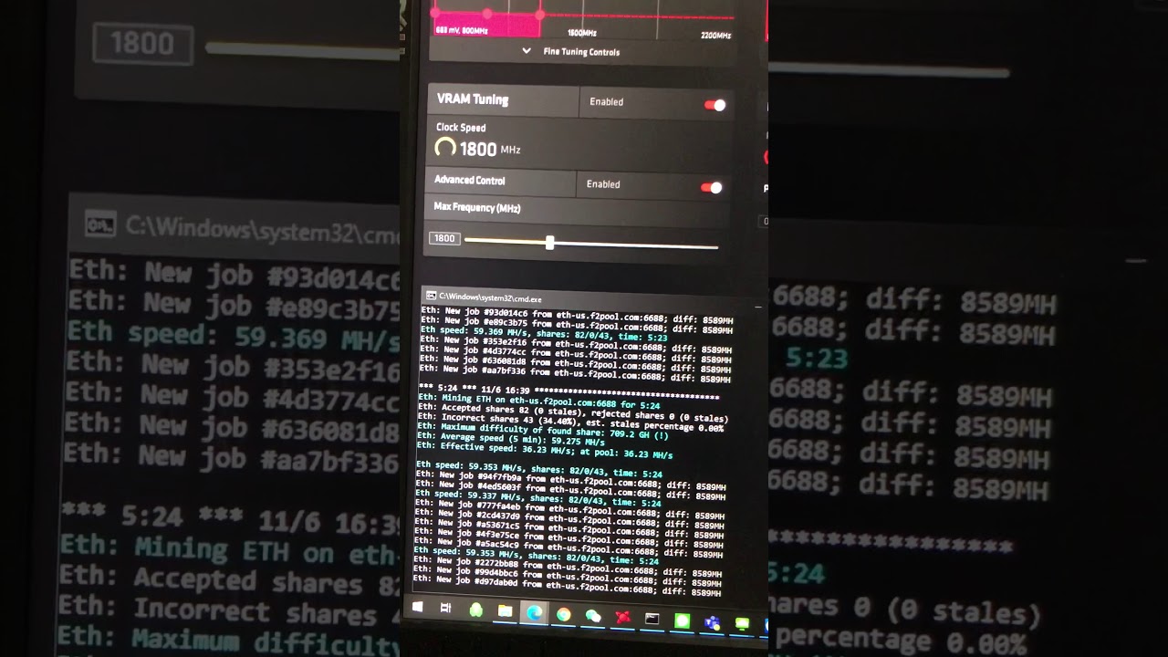 RX 5700 XT Mining ETH 60MH/s 90W