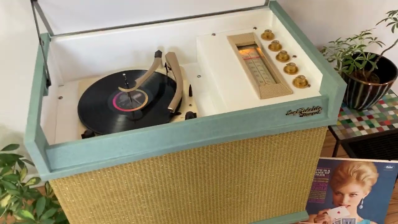 Vintage 1957 Olympic Record Player/Radio Console HiFi, Restored by Jimmy O!