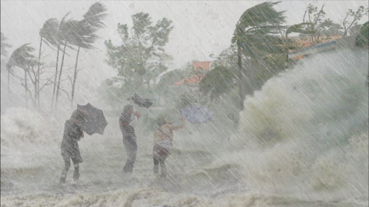 Super Typhoon Devastates Asia! Monster Typhoon and Thunderstorms Shake Mountain Village