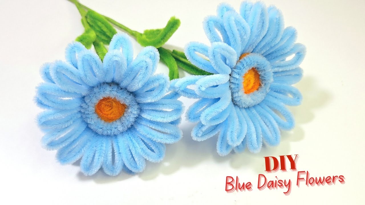 How to Make DIY Pipe Cleaner Blue Daisy Flowers | Easy Handmade Craft Tutorial