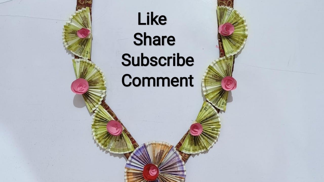 How to make garland or Necklace with notes |wonderful creation|