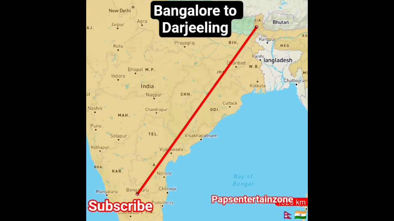 Bangalore to Darjeeling travel route 🗺️ #map#india#bangalore#darjeeling#vlog#travel#tour#shorts✈️🗺️