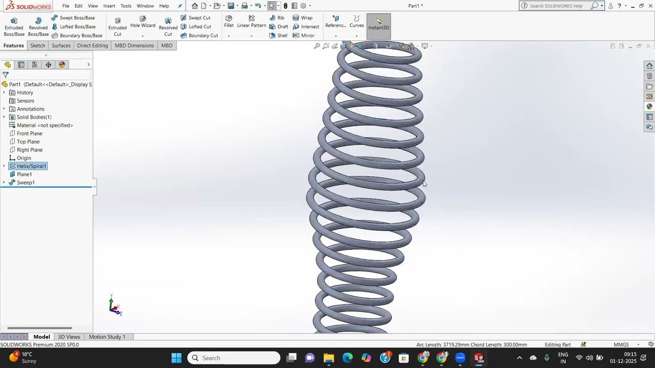 SolidWorks Tutorial: Modeling Springs, Threads & Wrapping Text on Curves | Part 15