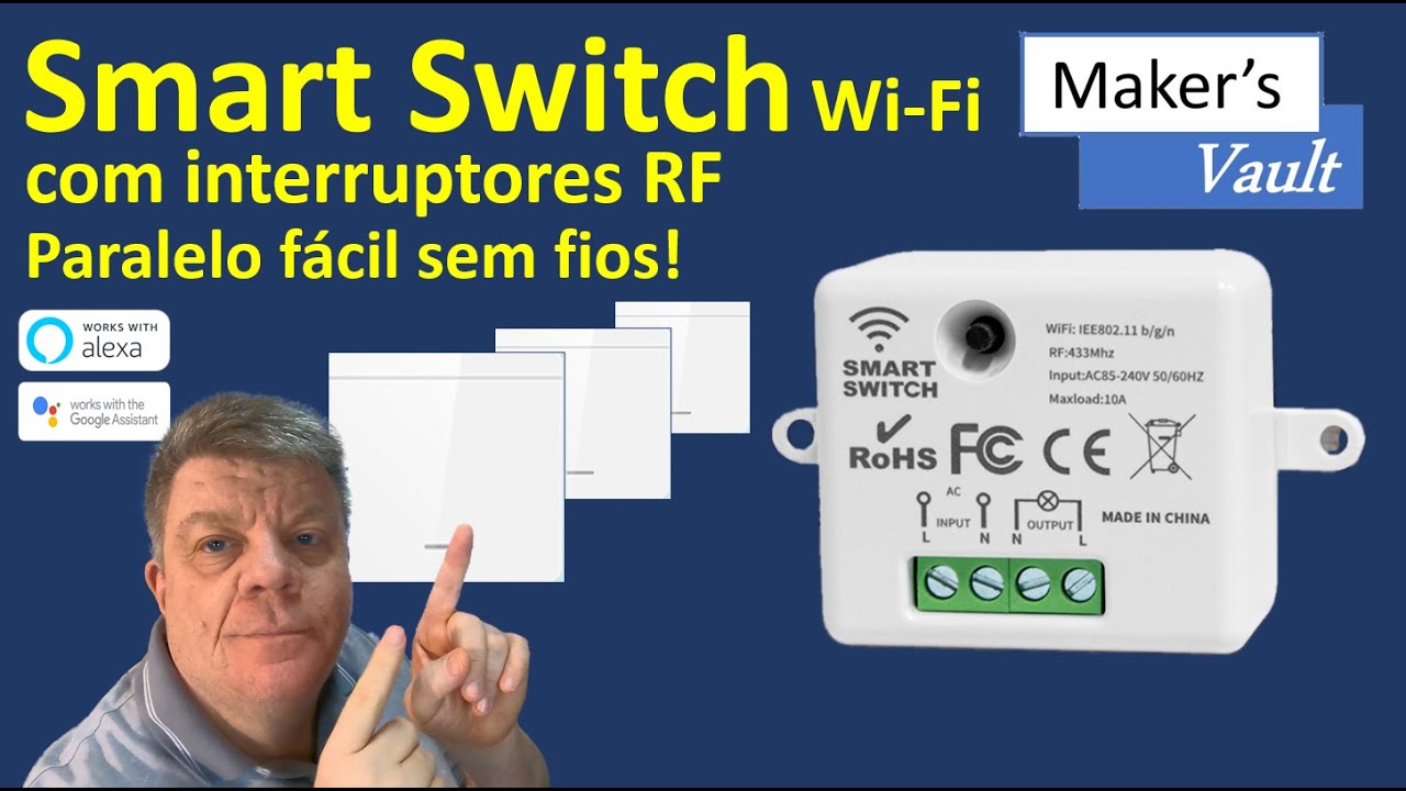 Smart Switch Wi-Fi com interruptores RF - Paralelo rápido, fácil e sem fios! Use com Alexa e Google!