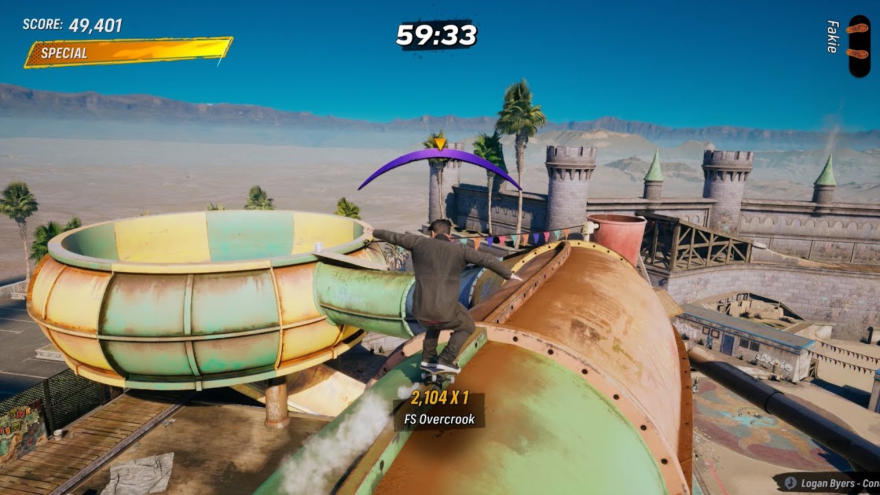 Overcrook The Bowl Slide Pipe - Waterslide Solo Tour Goal | Tony Hawk's Pro Skater 3 + 4 THPS