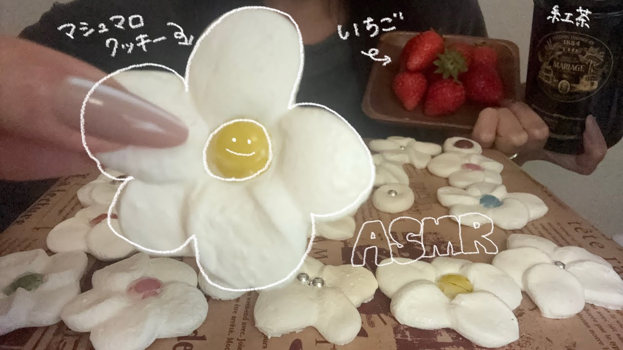 【ASMR】マシュマロクッキーといちごの咀嚼音🍪🍓【※音量小さめ推奨※】