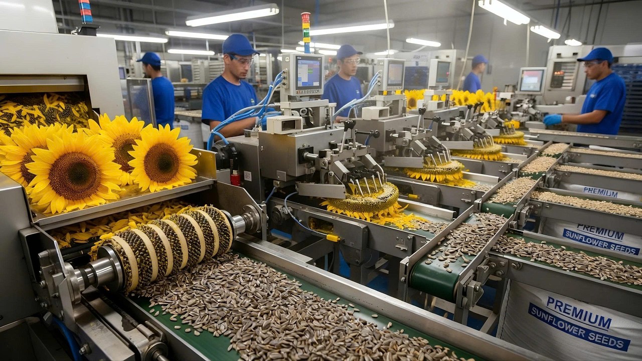 Một ngày trong nhà máy rang xay hạt hướng dương và các loại hạt khác ra sao? (Toàn bộ quy trình)