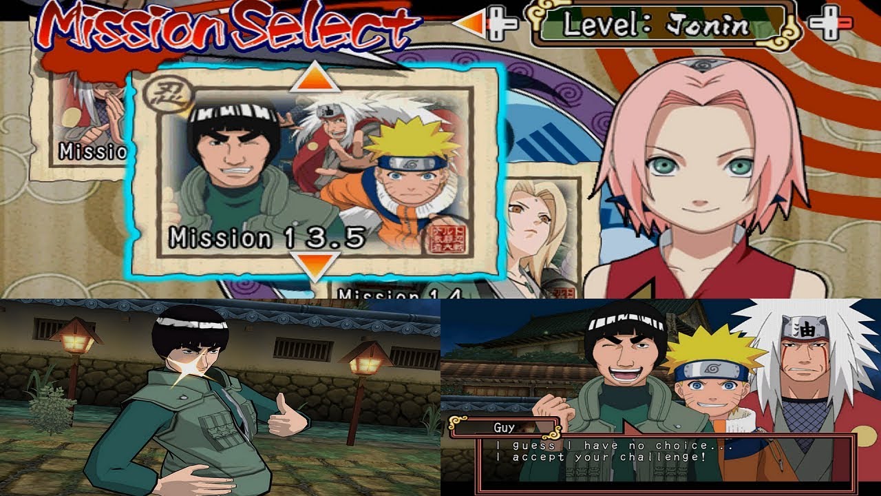 Naruto Clash of Ninja Revolution Walkthrough Part 12 - Guy vs Jiraiya Naruto Mission 13.5 Jonin