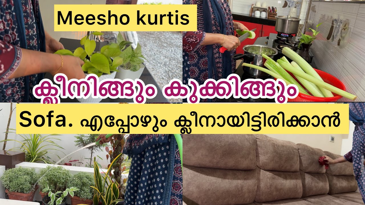 an simple day#sofa cleaning#lunch preparation #meesho kurtis ❤️