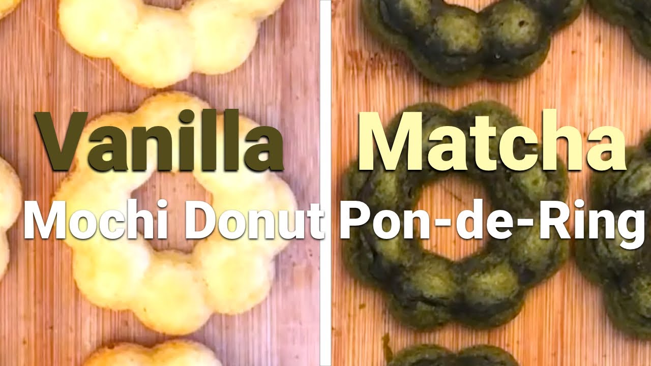 Baking Chewy Mochi Donut Pon-de-Ring - Vanilla & Matcha style. NO DEEPFRYING, simple recipe. =)