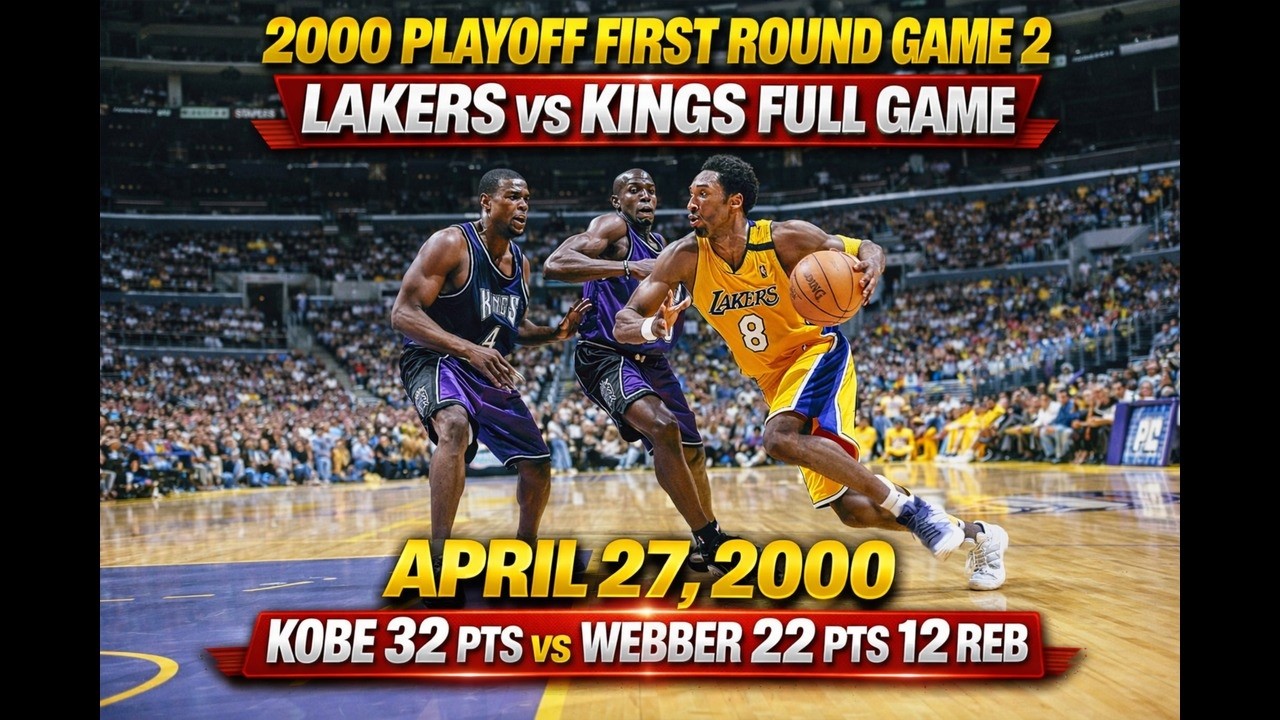 2000 Lakers vs Kings NBA Playoffs Game 2 | KOBE 32 PTS, SHAQ & RICE VS WEBBER | 4-27-00 FULL GAME