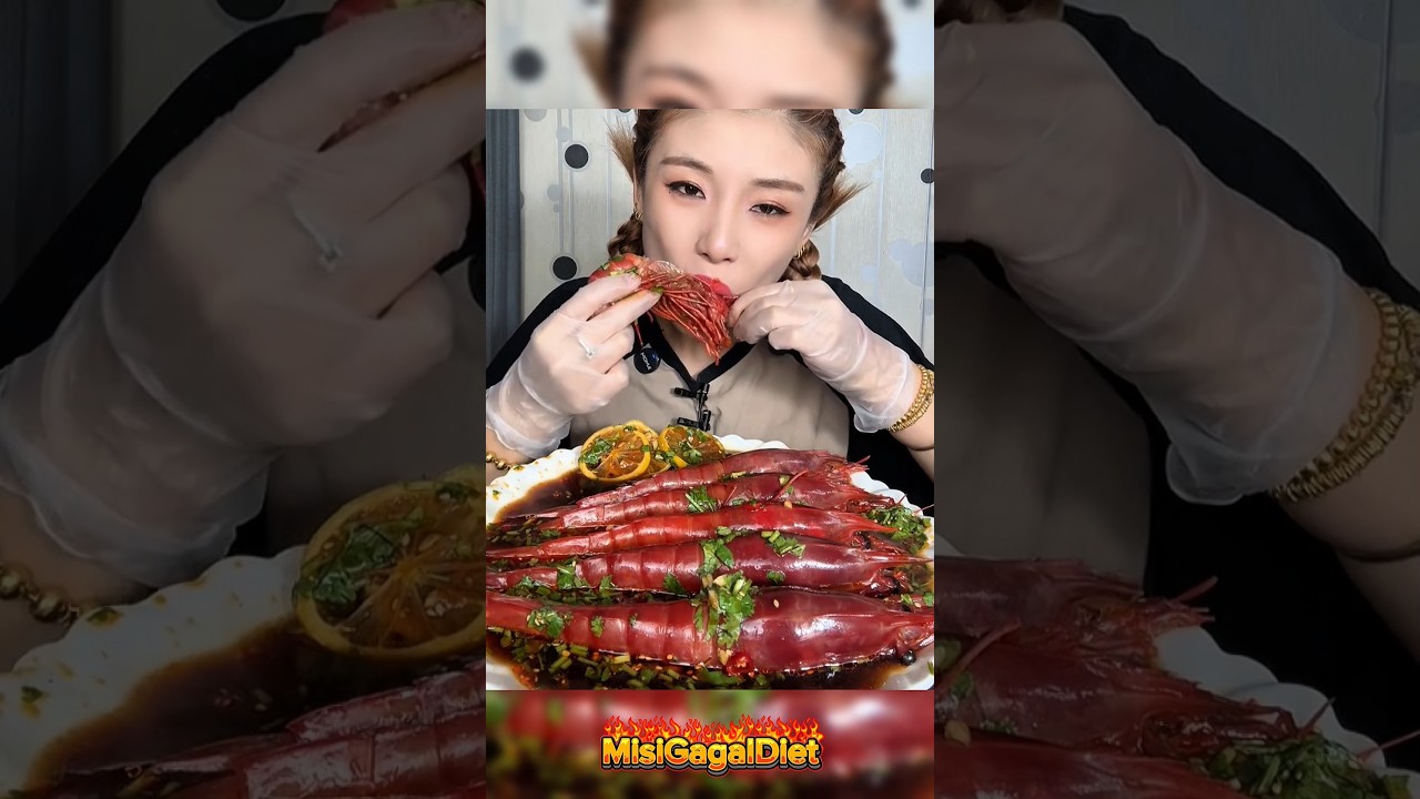 ❗Mukbang udang mahal carabineros🦐 #seafood #chinesefood #carabineros ,#asmr #eatingshow #shortsfeed