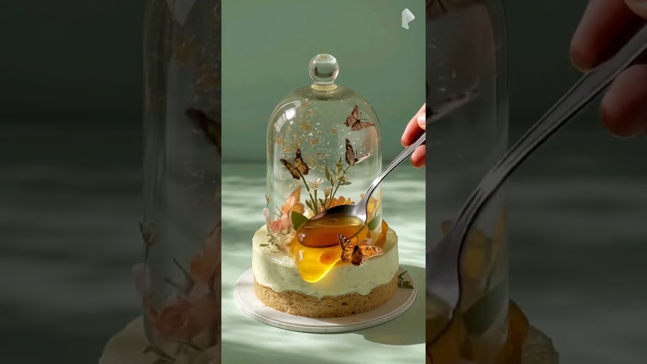 Butterfly Dome Cake 🦋✨ | Golden Jelly Garden in Motion