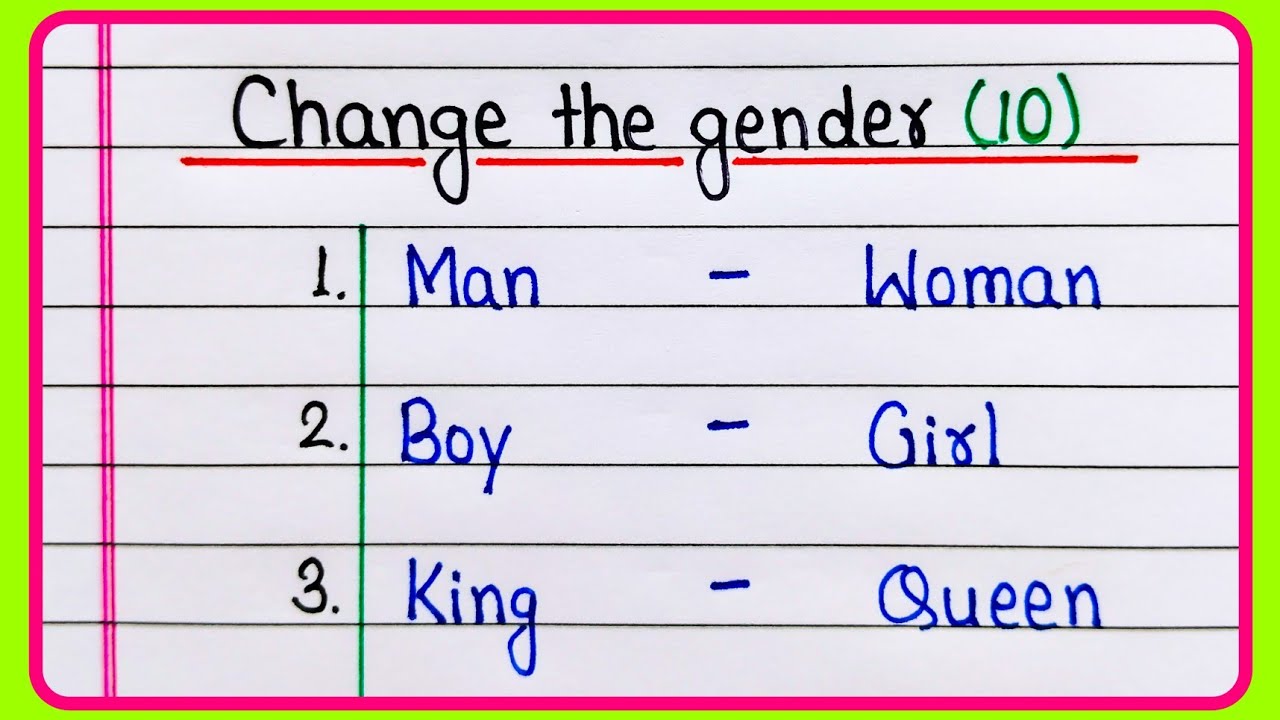 Change the gender in English | Masculine and Feminine Gender | Gender Name 10 | Gender