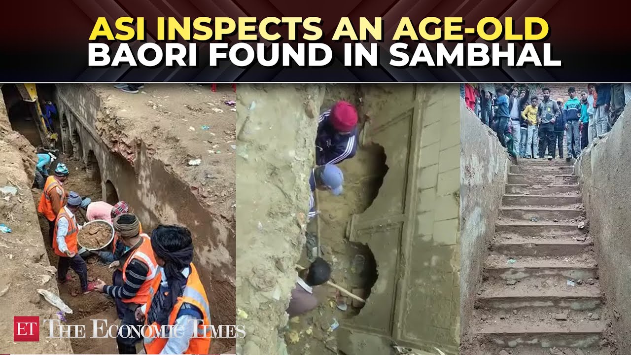ASI survey team inspects an age-old Baori discovered in Sambhal's Chandausi area