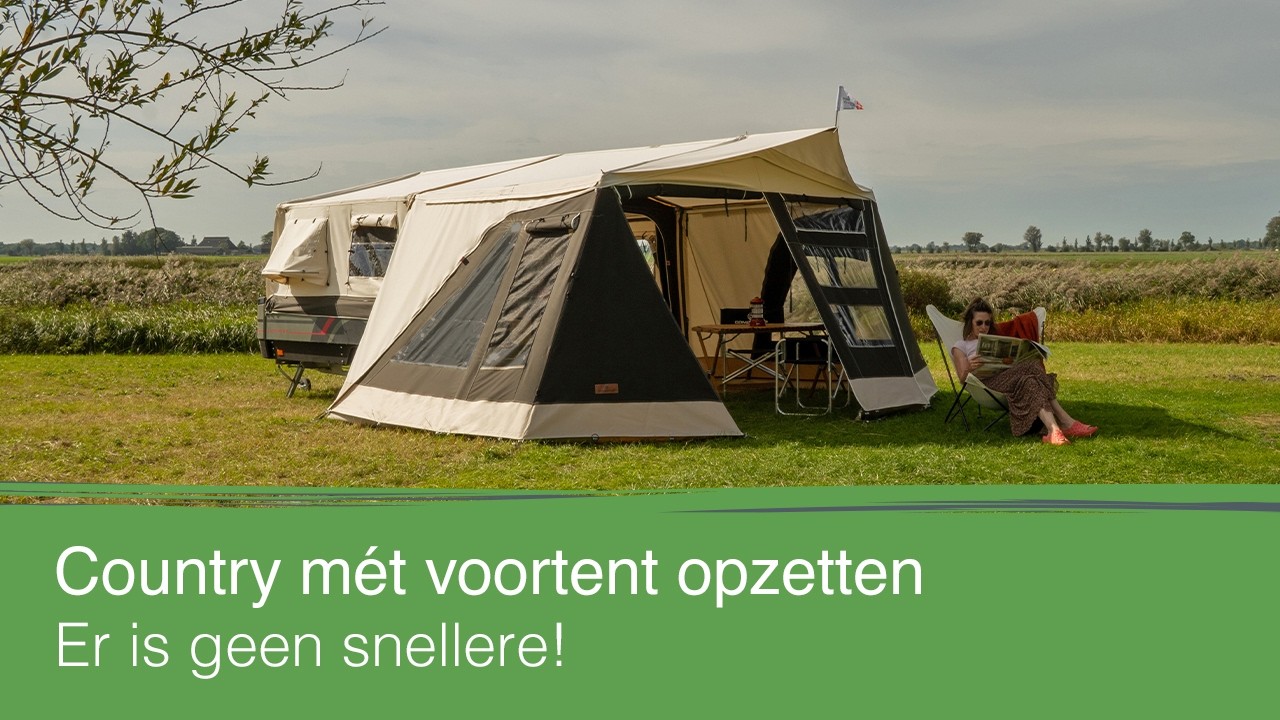 In recordtijd kamperen? Zo snel zet je de Country mét luifel op | Combi-Camp vouwwagens
