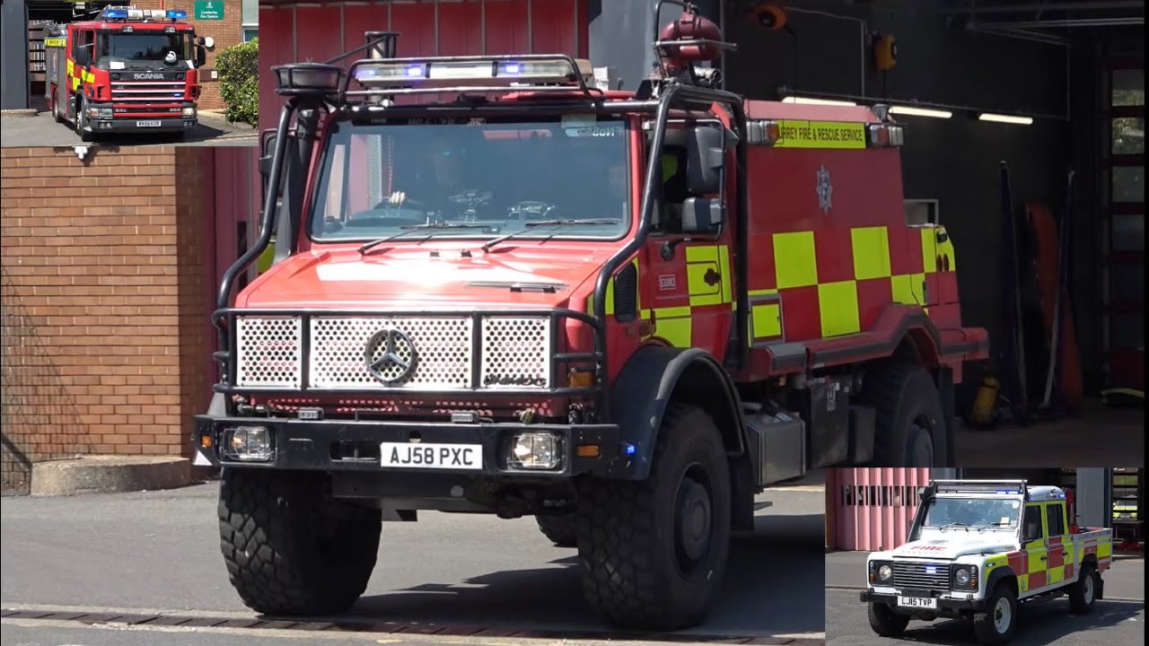 Surrey Fire & Rescue Service, S30P1, S30M2 & S30O2 (Camberley), triple turnout to reported wildfire.