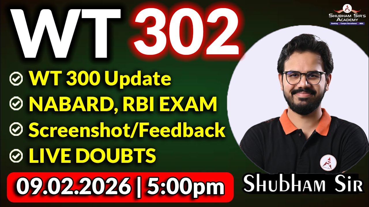 WT 302 | WT 300 Update, NABARD, RBI EXAM, Screenshot/Feedback, LIVE DOUBTS #ssa #shubhamsir