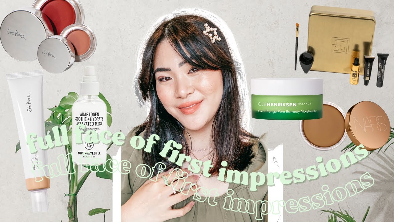 FULL FACE OF FIRST IMPRESSIONS 💚 Glowy skin + easy graphic liner