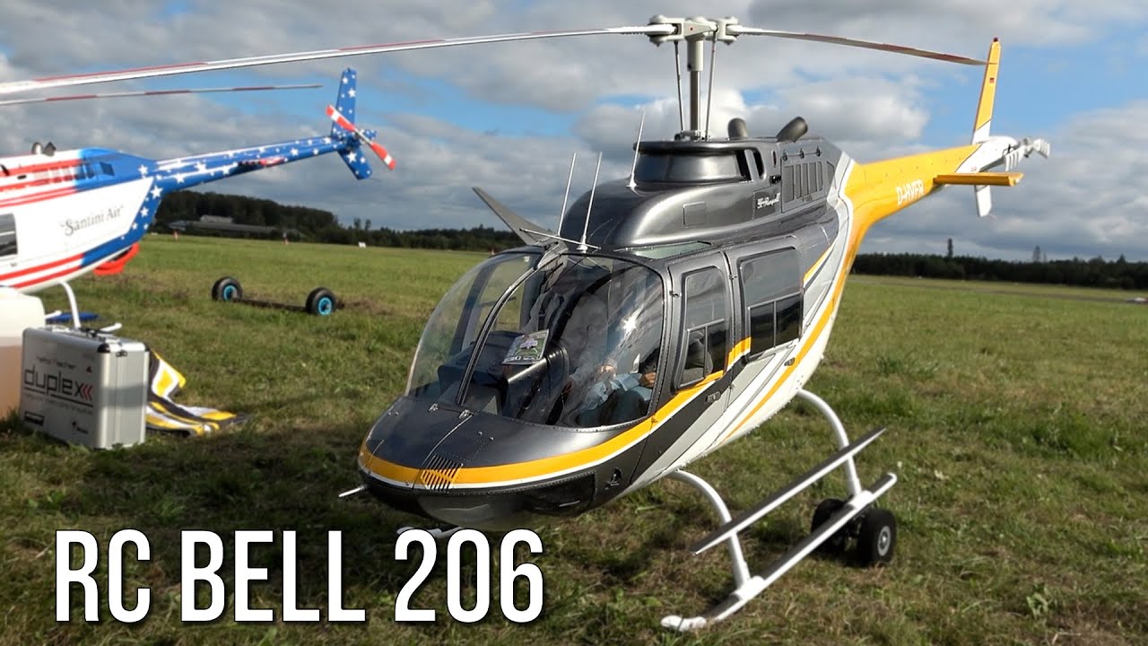 Big RC Bell 206 Jet-Ranger Full Carbon Turbine Helicopter Nice Scale Model Flying At Flight Show