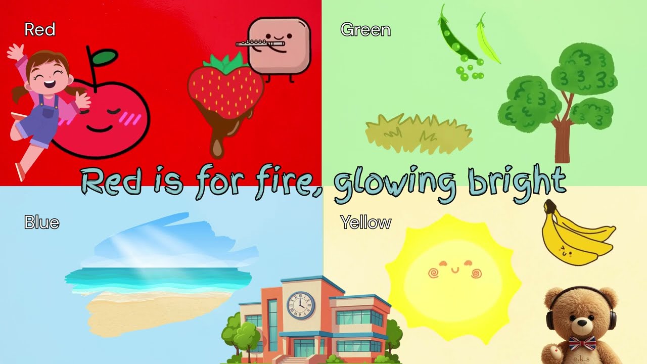 Colours Song 🍎🔵🍏☀️ | Kids Learn Red Blue Green Yellow! 🎵