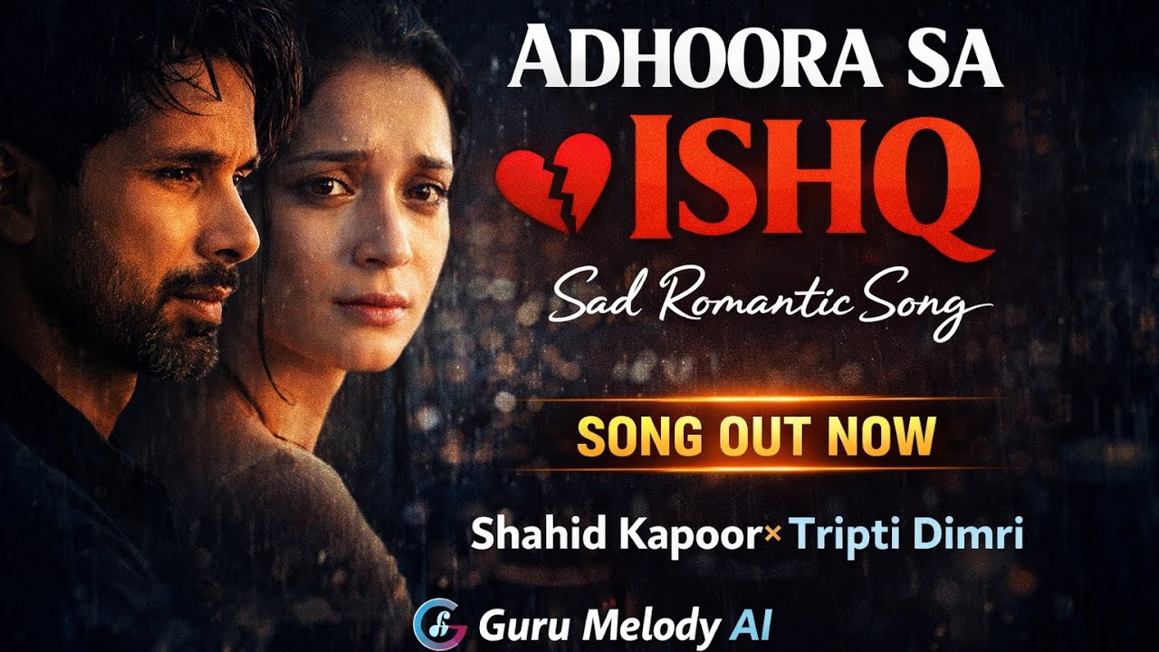 Adhoora Sa Ishq 💔 | Shahid Kapoor × Tripti Dimri | Heart Touching Sad Song | Guru Melody AI