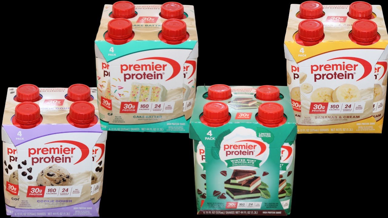 Premier Protein: Cookie Dough, Cake Batter, Winter Mint Chocolate, Bananas & Cream Review