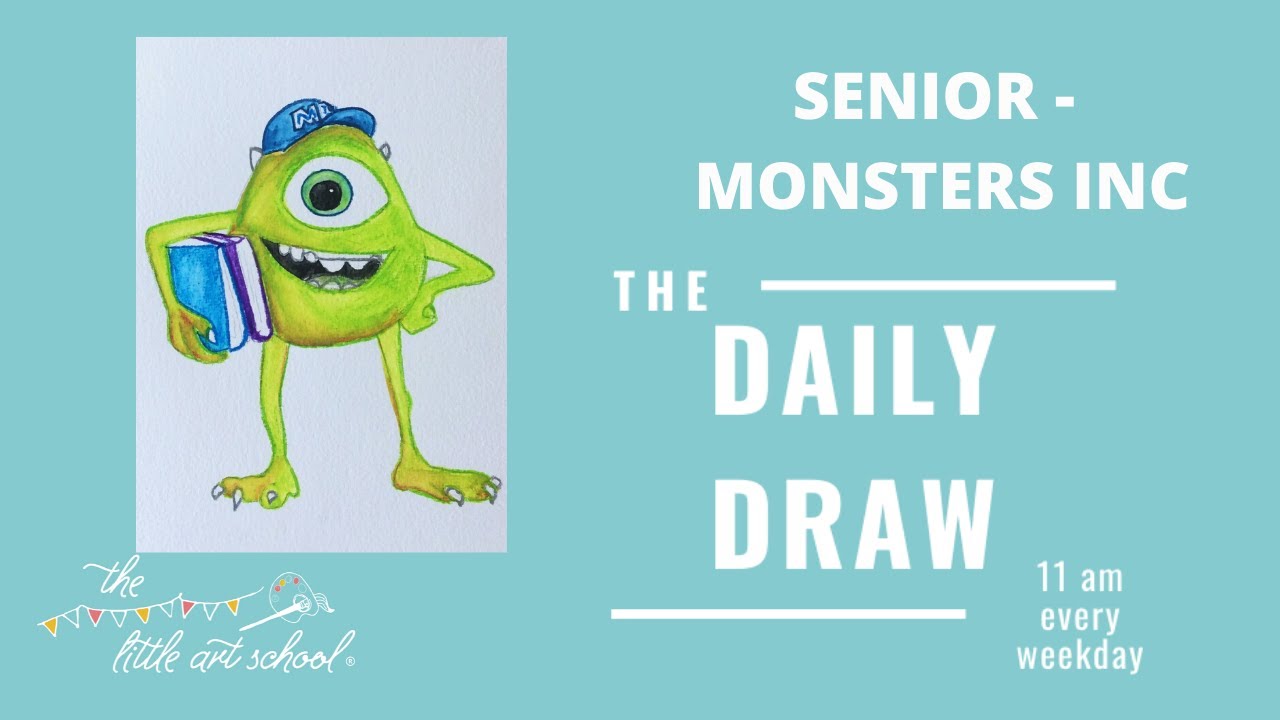 How to draw and paint Mike Wazowski (Monsters Inc) Junior #DailyDraw, Little Art School Fri 5th Jun