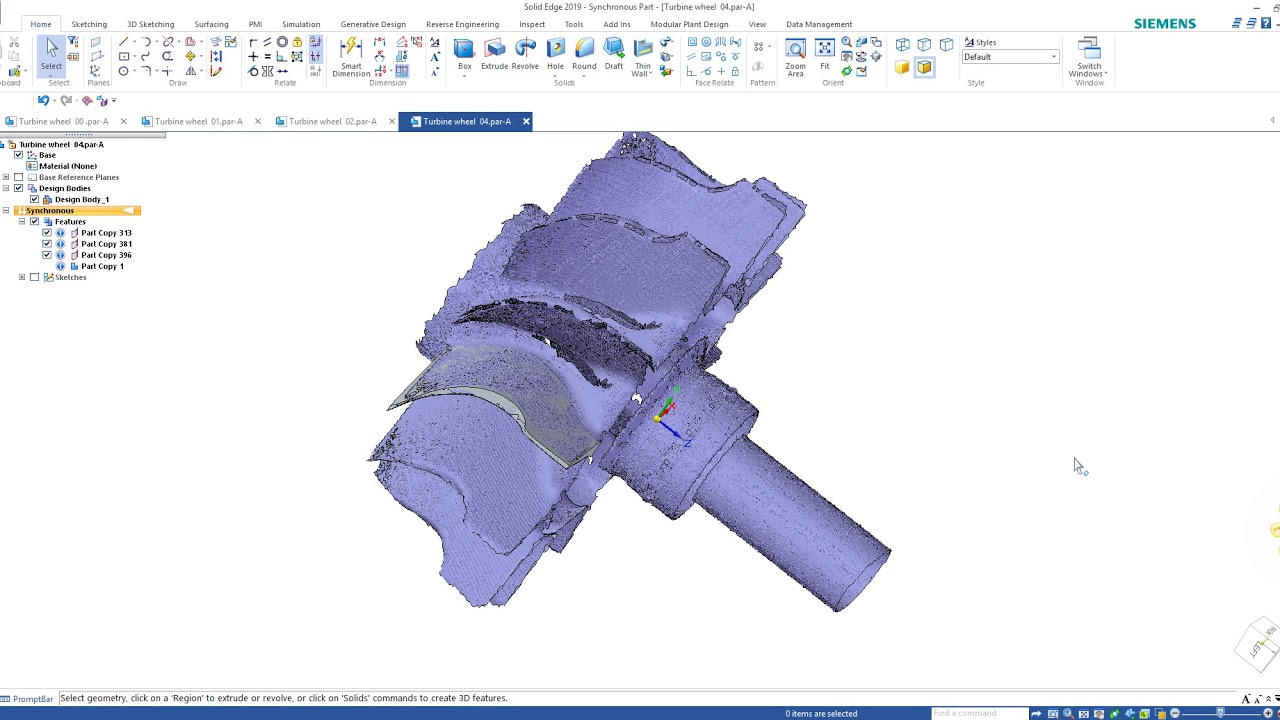 Reverse Engineer a Turbine Wheel from Scanned Data.