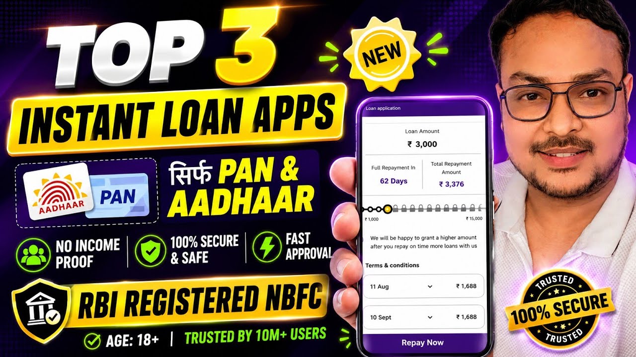 Top 3 Instant Loan Apps 2026 ( with Proof ) | Only Pan & Adhaar | EMI Loans | RBI Registered NBFC |