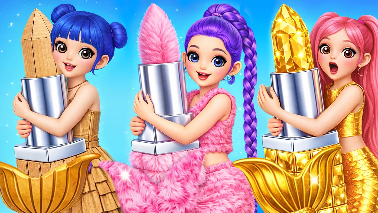 ¡SIRENA de CARTÓN vs PELUCHE vs ORO! 🧜‍♀️✨ Huntrix se convierte en la Sirena MÁS Popular