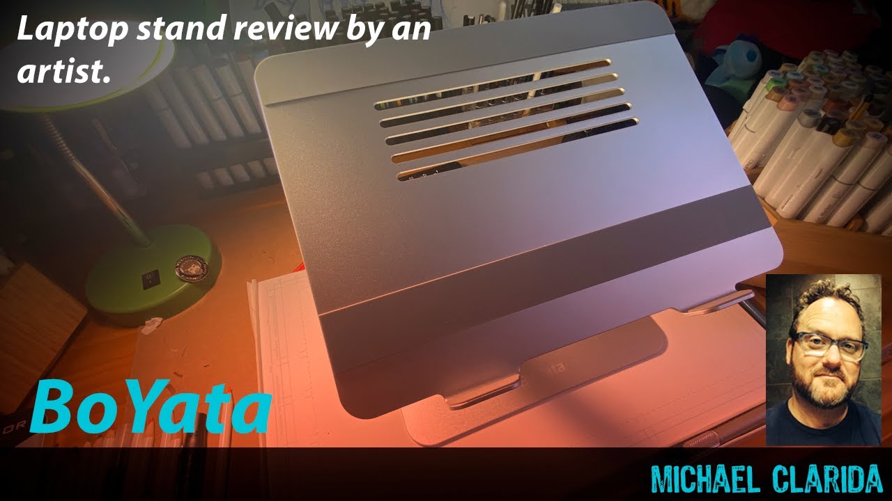 Boyata laptop stand review by an artist drawing demo