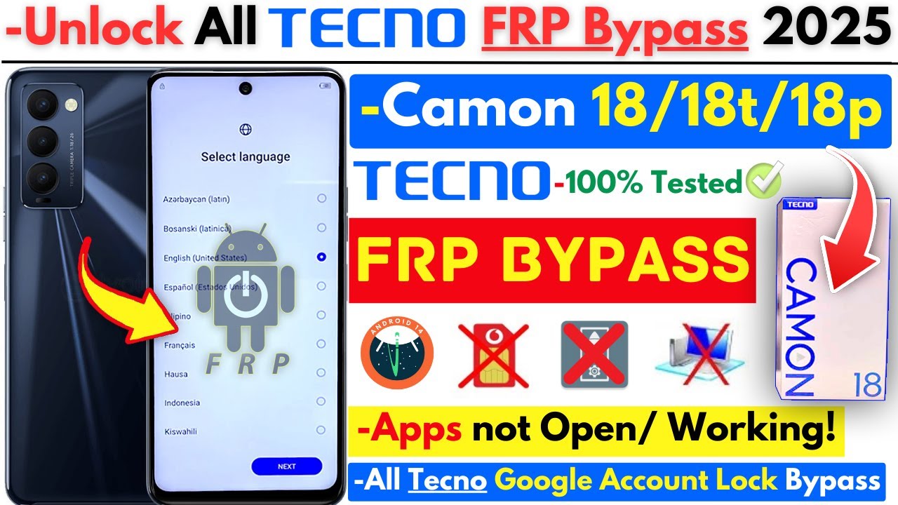TECNO CAMON 18/18T/18P FRP Bypass 2025 Without PC -CAMON 18 Frp Unlock 100% Working -No Xshare Apps!