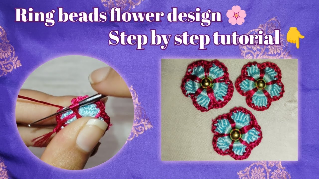 How to make the ring beads flower design 🌸 | Ring beads flower design step by step tutorial 😍