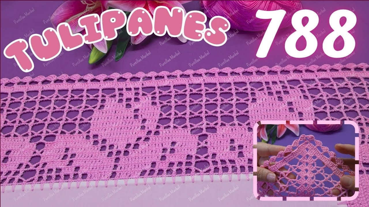 Belleza de puntilla de TULIPANES grandes para orillas de servilletas🌷  788