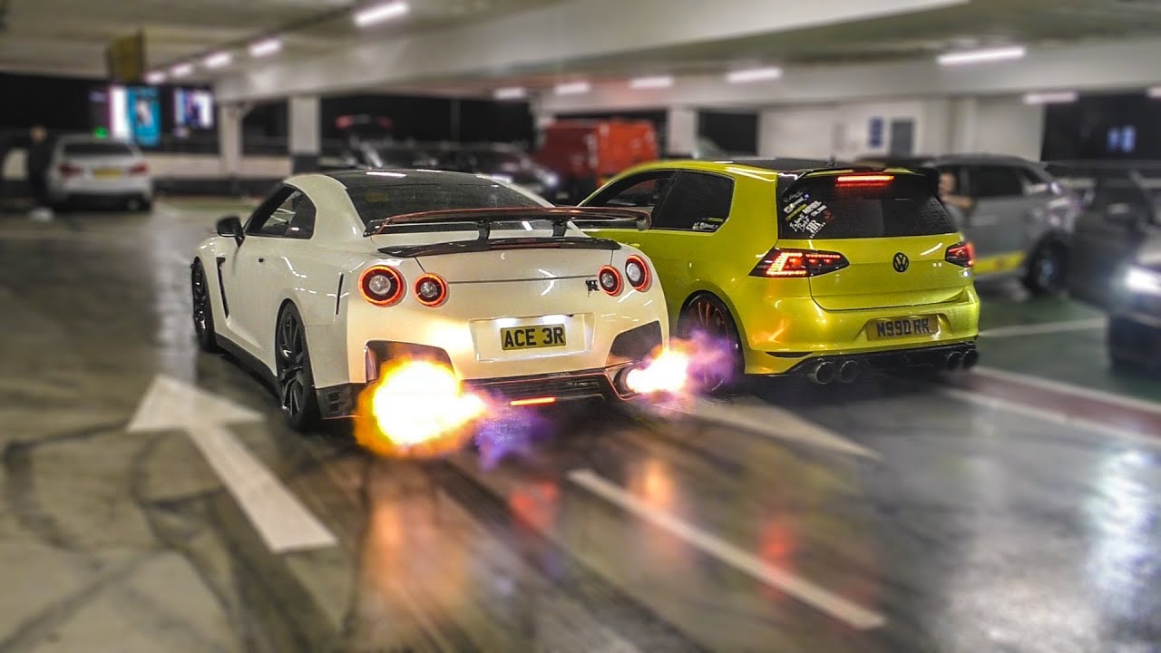 Straight Piped Golf R vs Straight Piped R35 GT-R *REV BATTLE*