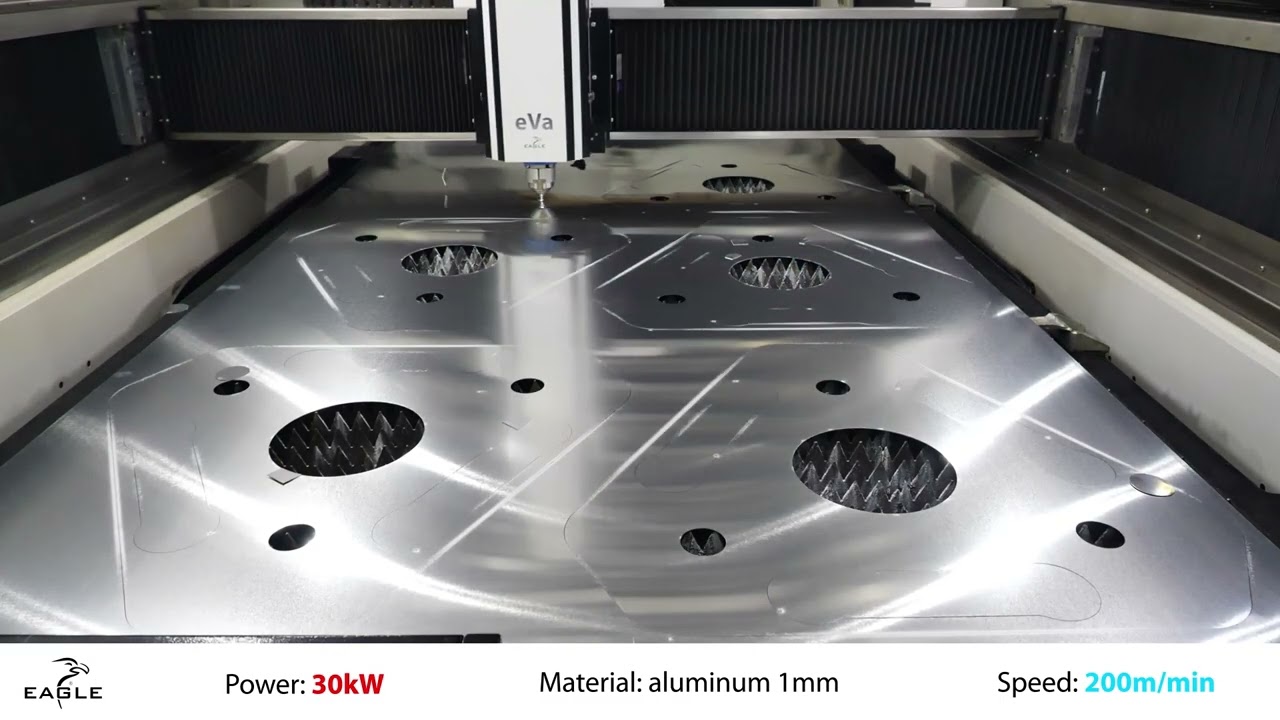 30kW 1mm Aluminum full sheet Fiber laser cutting | Eagle Lasers