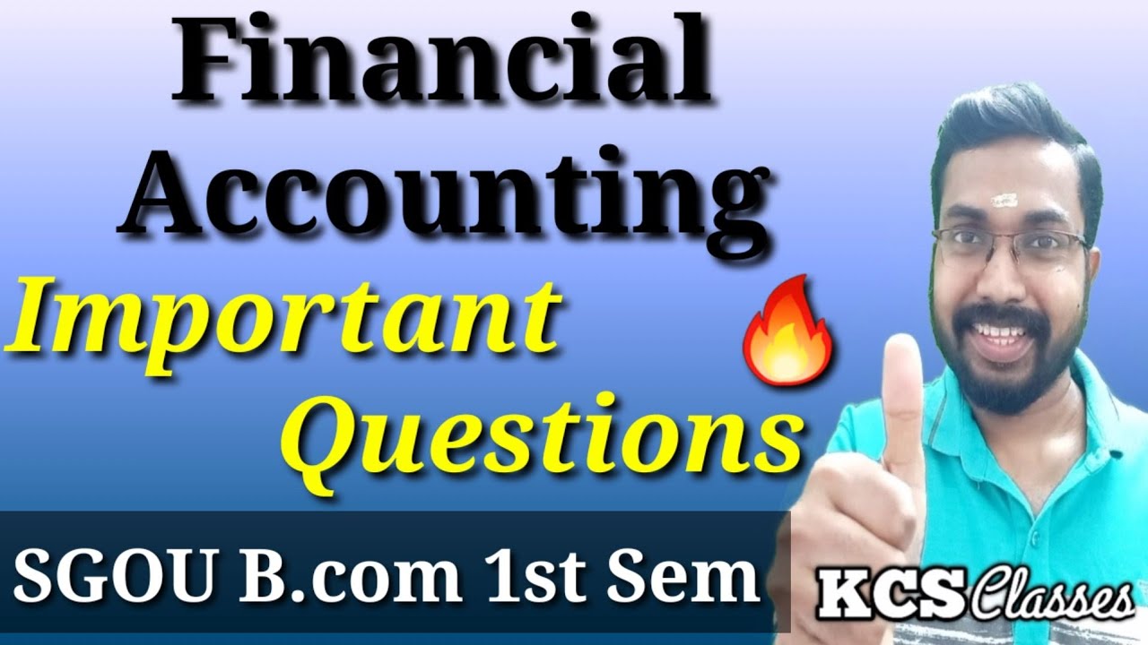 Financial Accounting|Important Questions|SGOU B.com 1st Semester