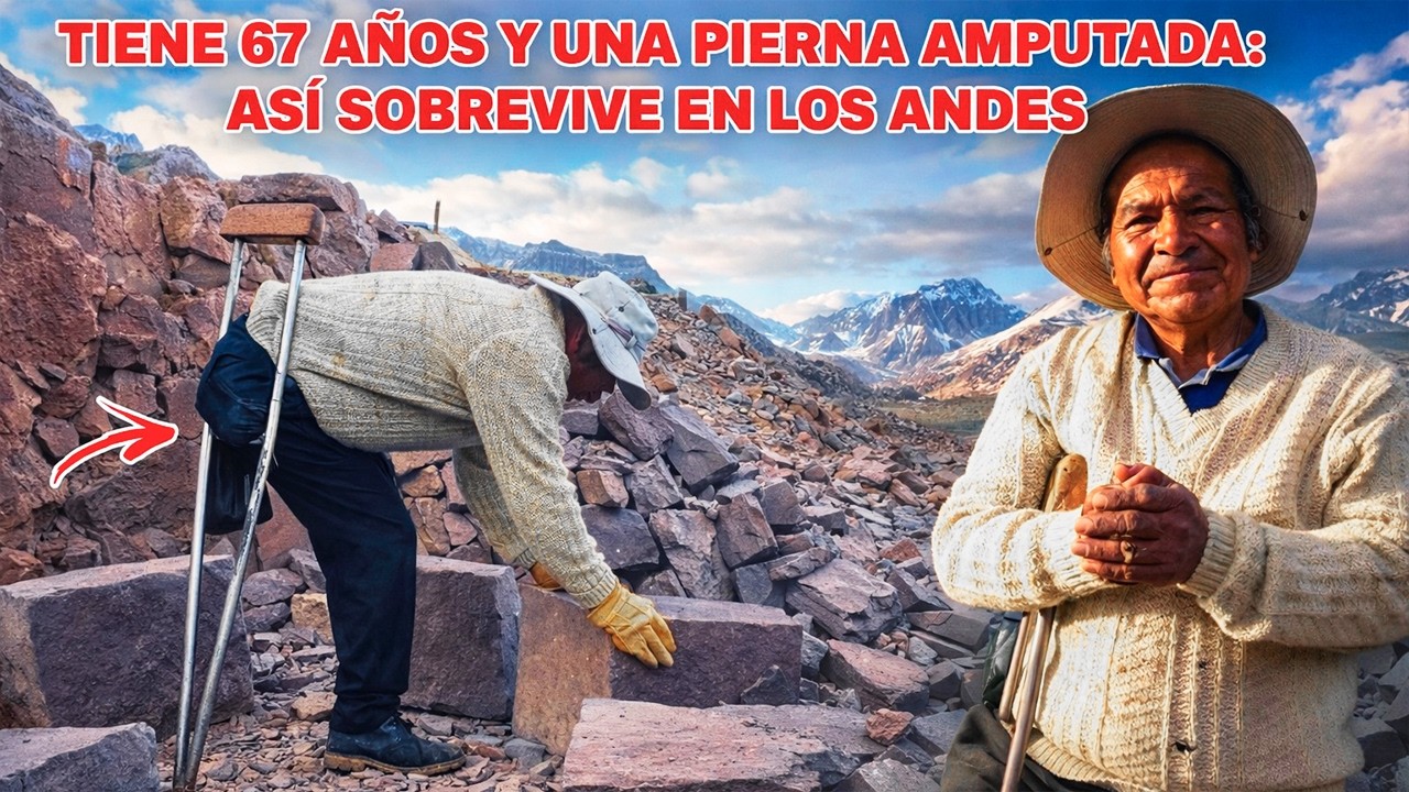 Tiene 67 a&ntilde;os y una pierna amputada - As&iacute; SOBREVIVE tallando roca en los Andes